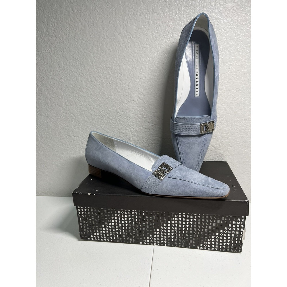 Fratelli Rossetti Blue Flat Shoes Suede $375 New 7.5 38 1/2